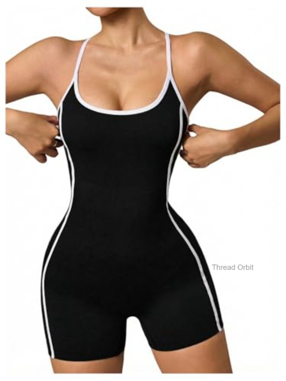 Tummy Control Backless Crisscross Romper Athletic Jumpsuit